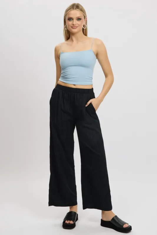 Black Wide Leg Pants Elasticated Waist sold by Ally Fashion
