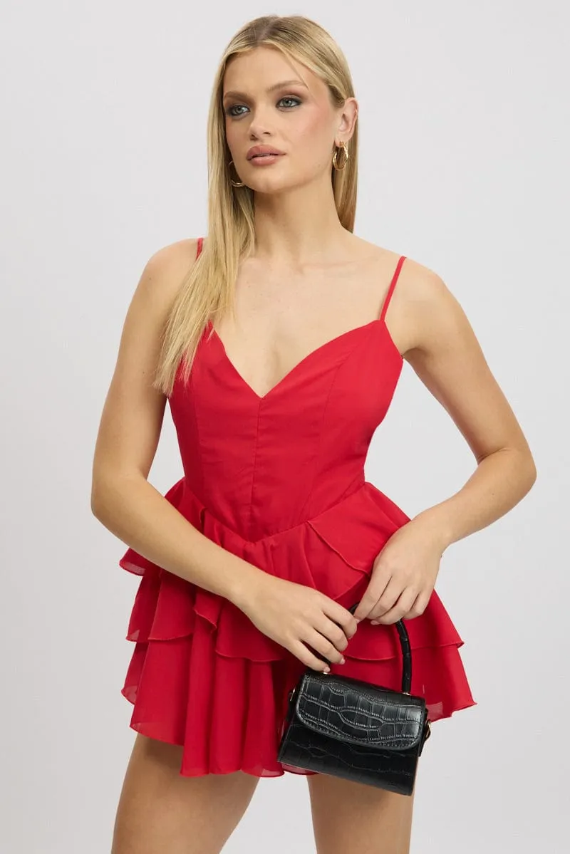 Red Ruffle Dress Singlet sold by Ally Fashion product image thumbnail 2