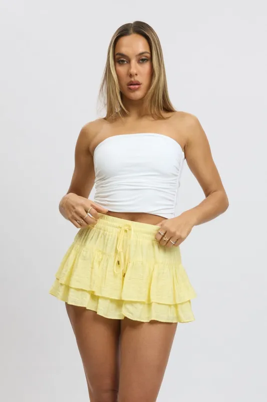 Yellow Skort Skirt Frilled Hem Mini sold by Ally Fashion