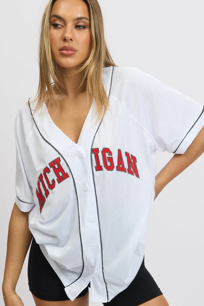 White Graphic Top Oversized Short Sleeve sold by Ally Fashion product image thumbnail 3