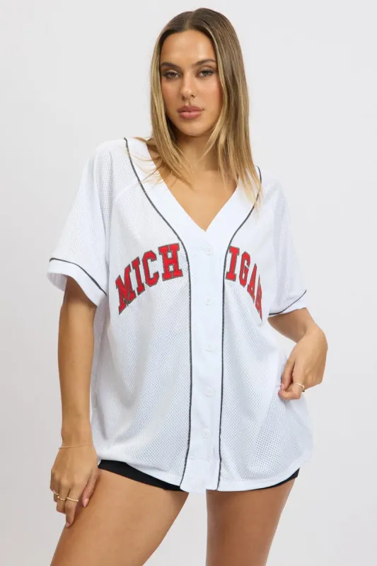 White Graphic Top Oversized Short Sleeve sold by Ally Fashion