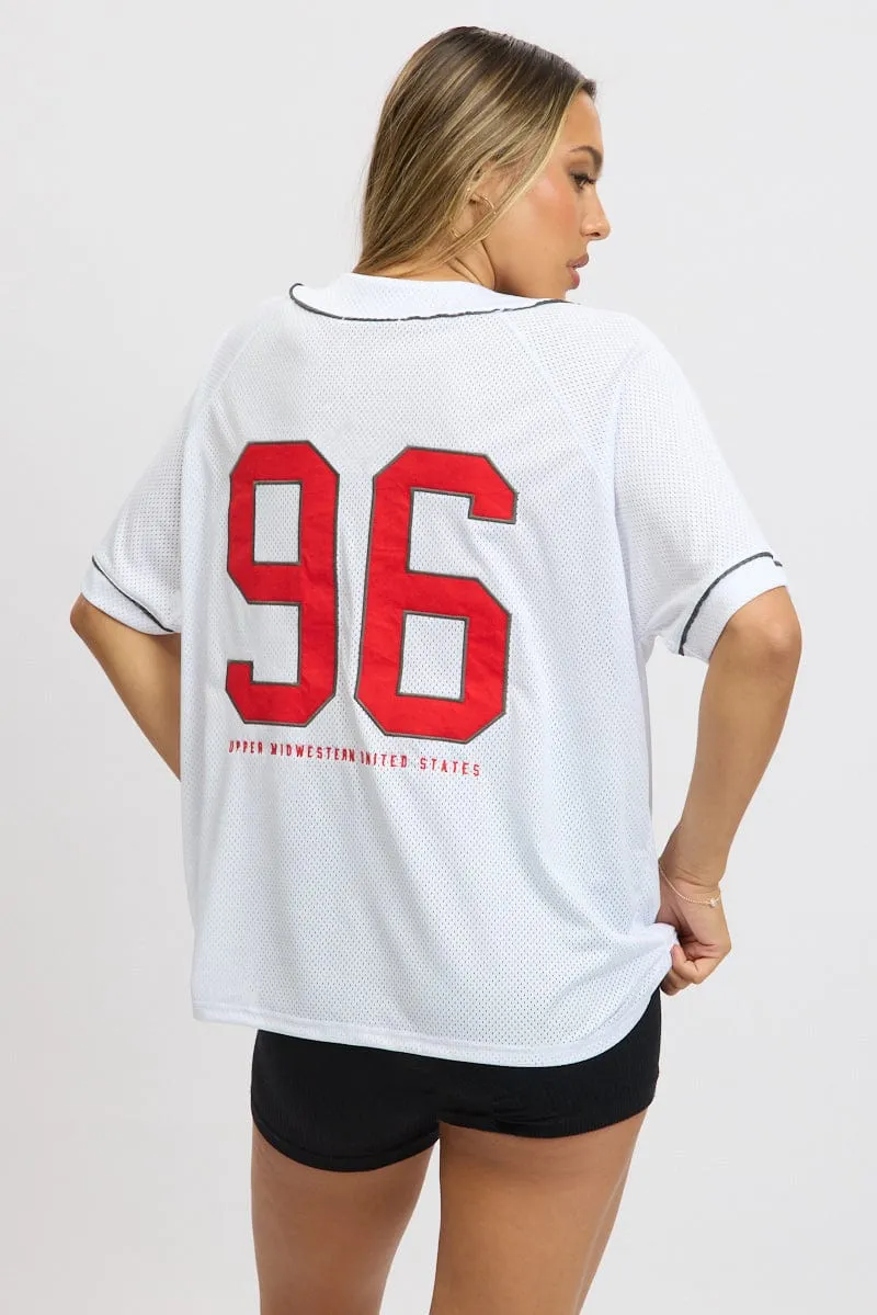 White Graphic Top Oversized Short Sleeve sold by Ally Fashion product image thumbnail 5