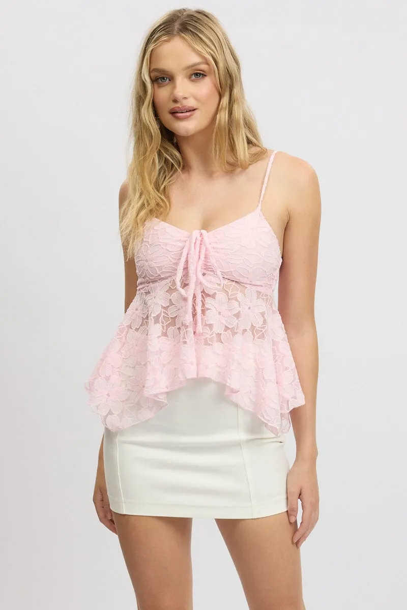 Pink Singlet Top Lace sold by Ally Fashion product image thumbnail 3