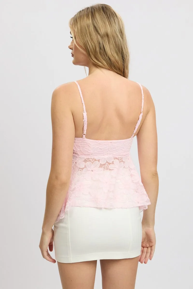 Pink Singlet Top Lace sold by Ally Fashion product image thumbnail 5