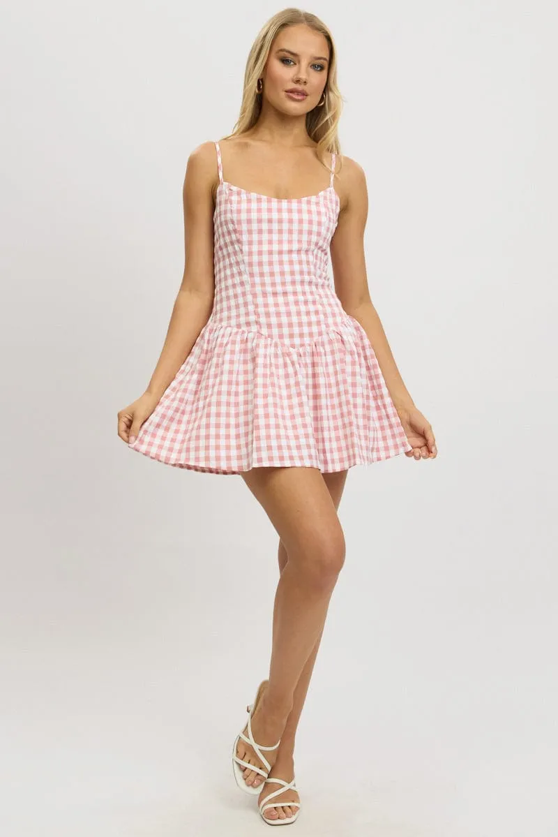 Pink Check Fit And Flare Dress Mini sold by Ally Fashion product image thumbnail 2