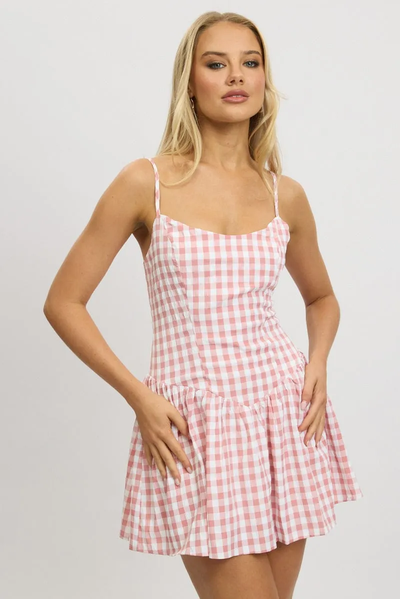 Pink Check Fit And Flare Dress Mini sold by Ally Fashion product image thumbnail 3