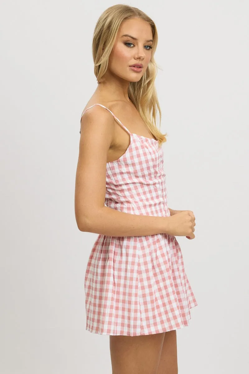 Pink Check Fit And Flare Dress Mini sold by Ally Fashion product image thumbnail 4