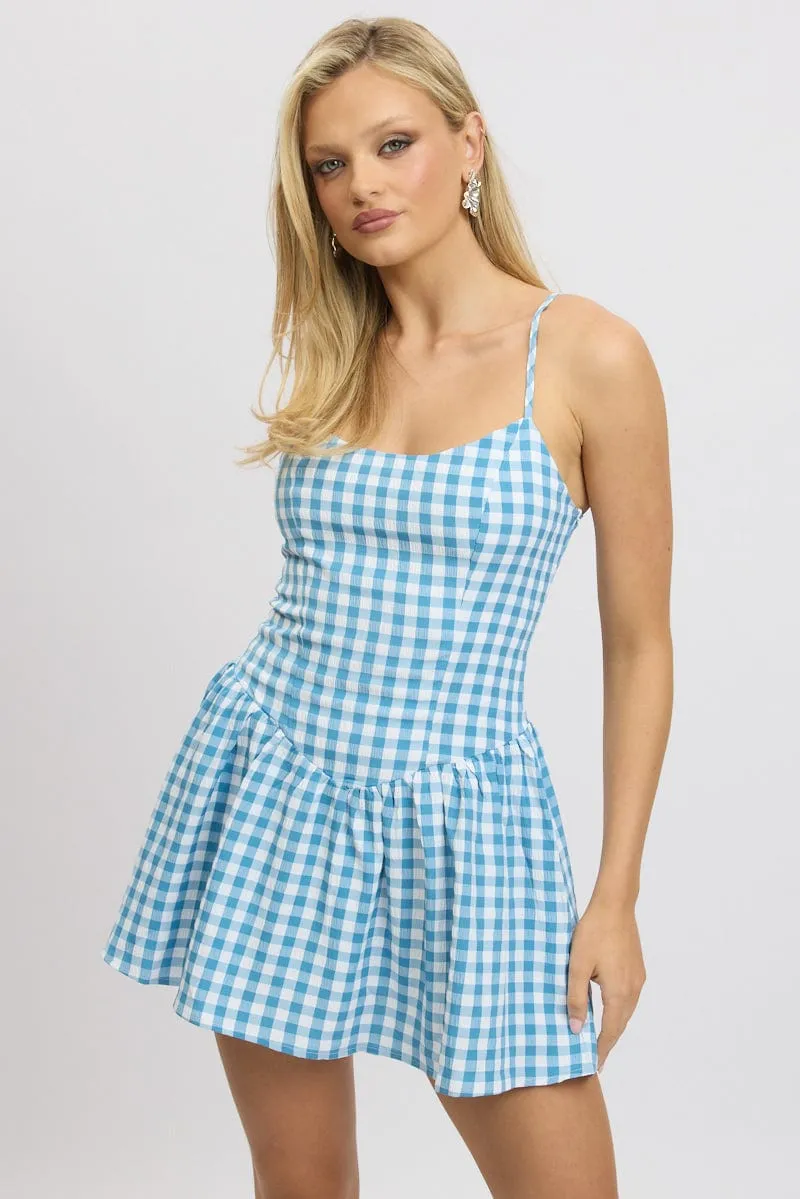 Blue Check Fit And Flare Dress Mini sold by Ally Fashion product image thumbnail 3