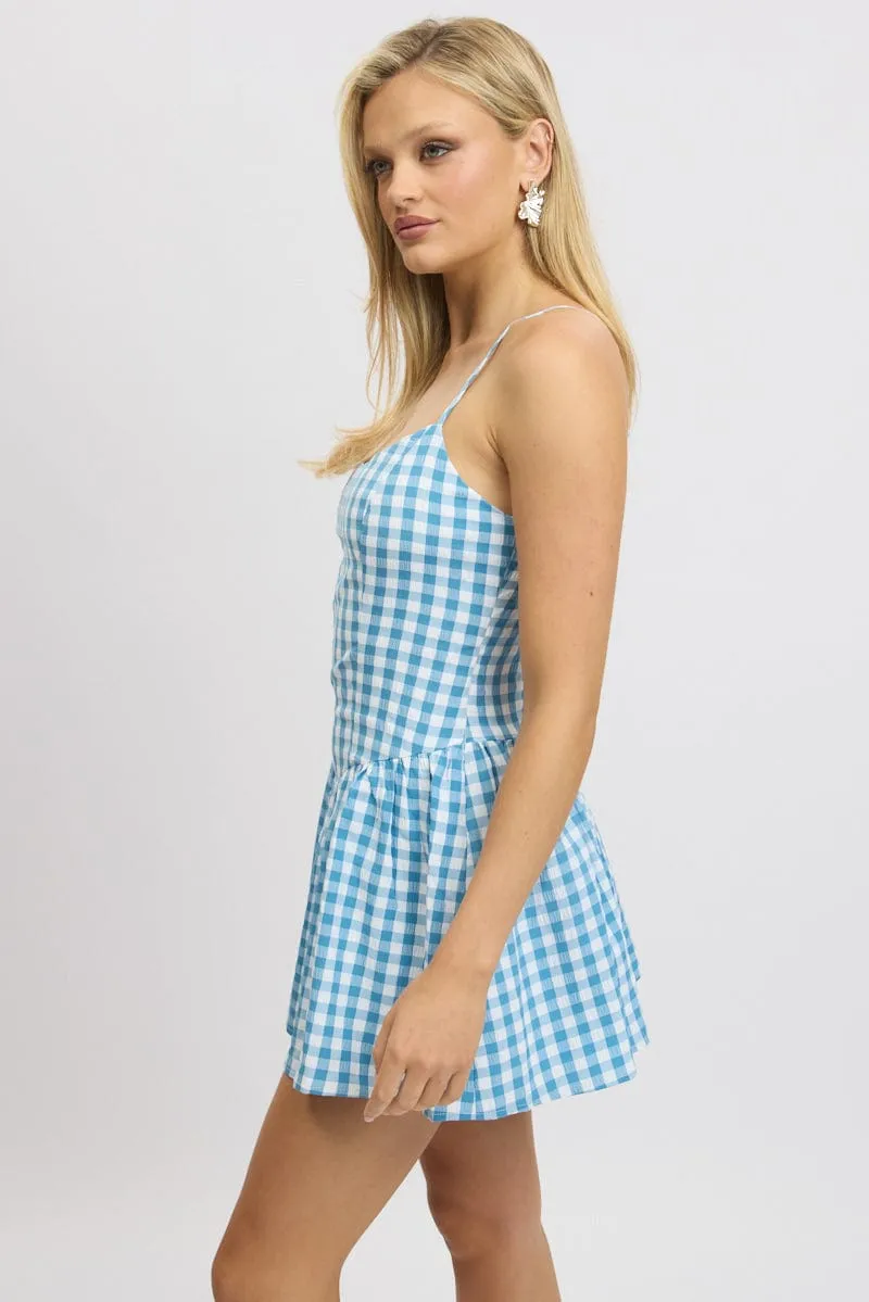 Blue Check Fit And Flare Dress Mini sold by Ally Fashion product image thumbnail 4