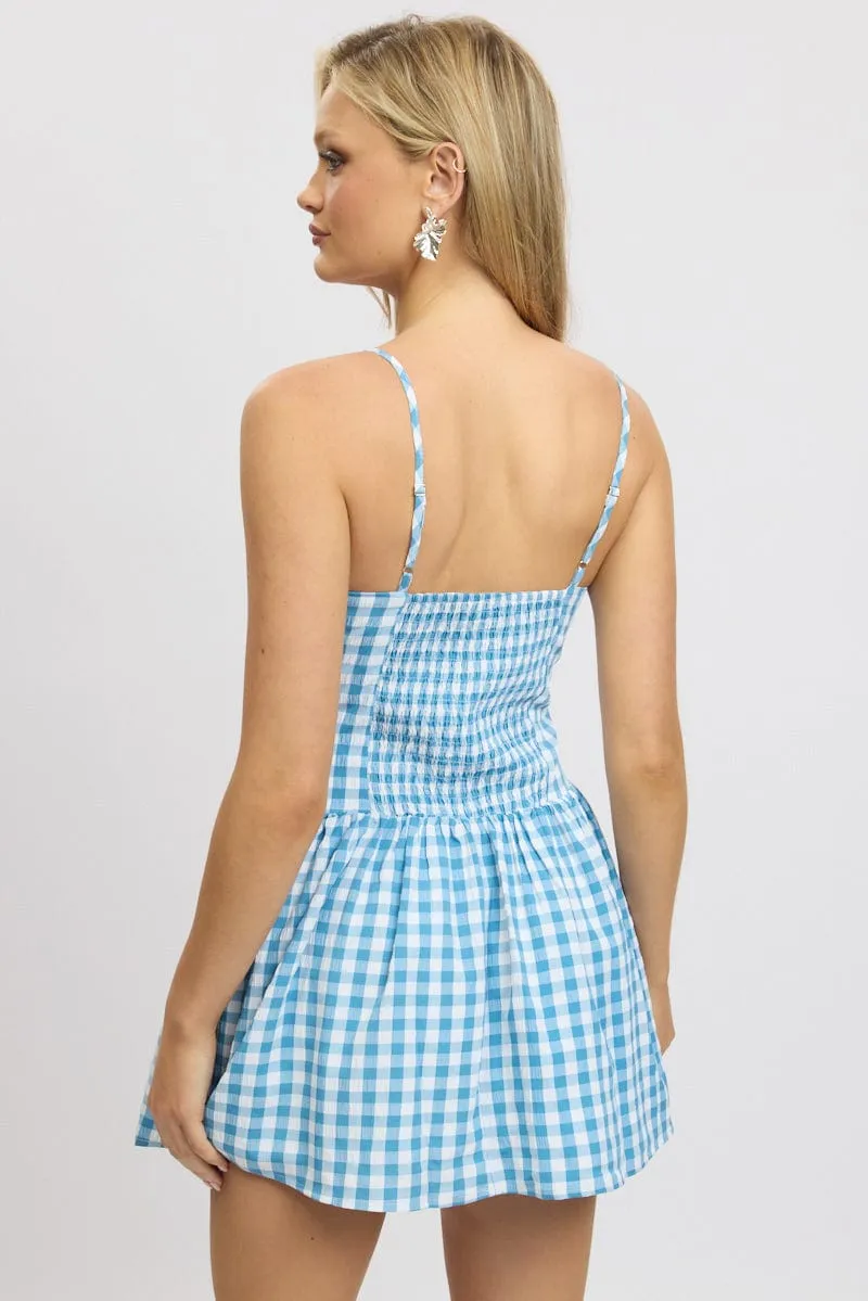 Blue Check Fit And Flare Dress Mini sold by Ally Fashion product image thumbnail 5