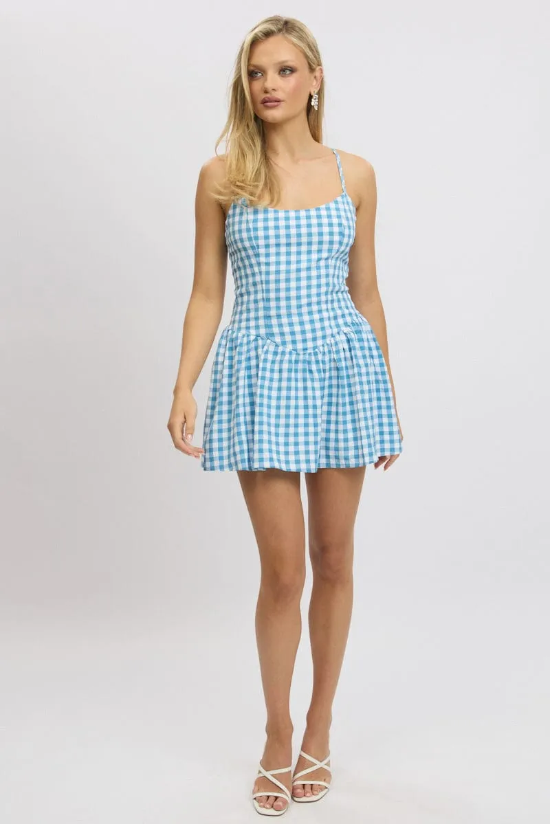 Blue Check Fit And Flare Dress Mini sold by Ally Fashion product image thumbnail 2