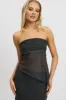Black Polka Dot Boob Tube Top Asymmetric Hem sold by Ally Fashion