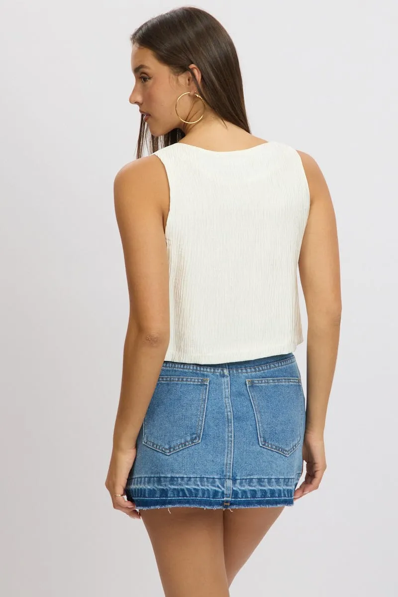 White Tie Front Top Sleeveless sold by Ally Fashion product image thumbnail 5