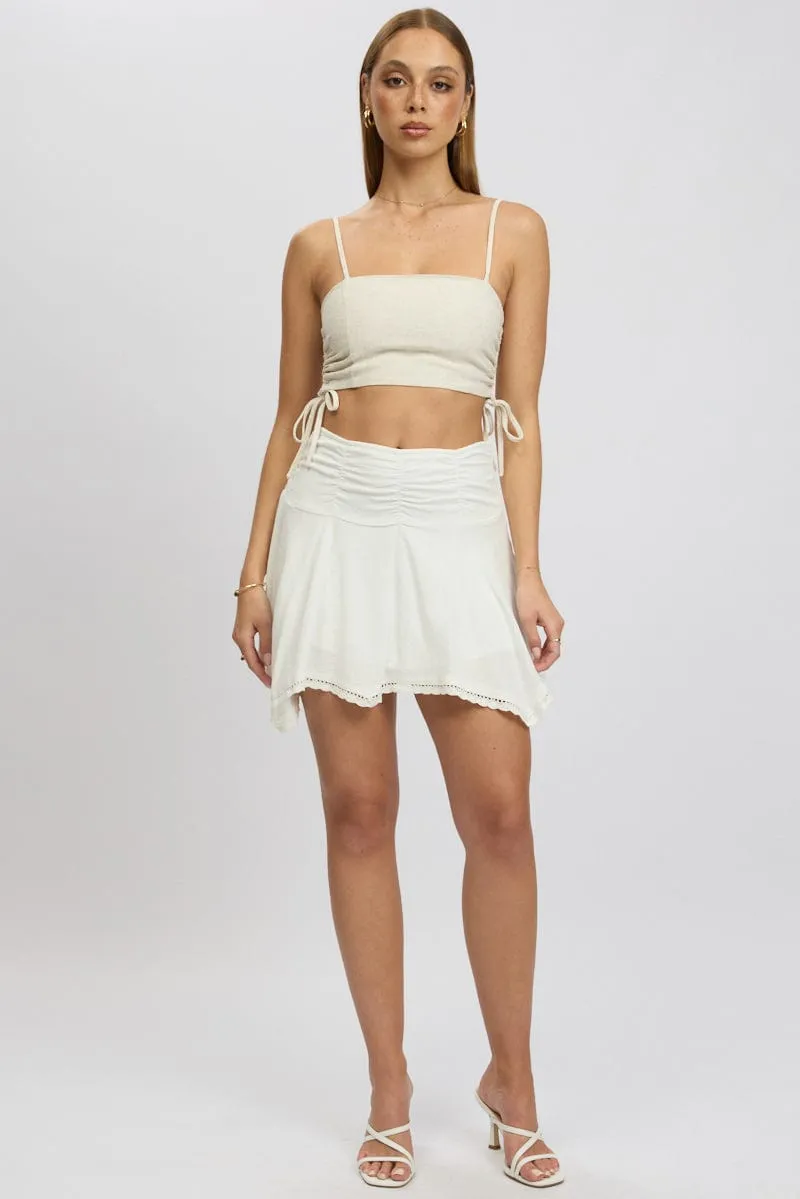 White Scarf Hem Skirt High Rise Mini Lined sold by Ally Fashion product image thumbnail 2