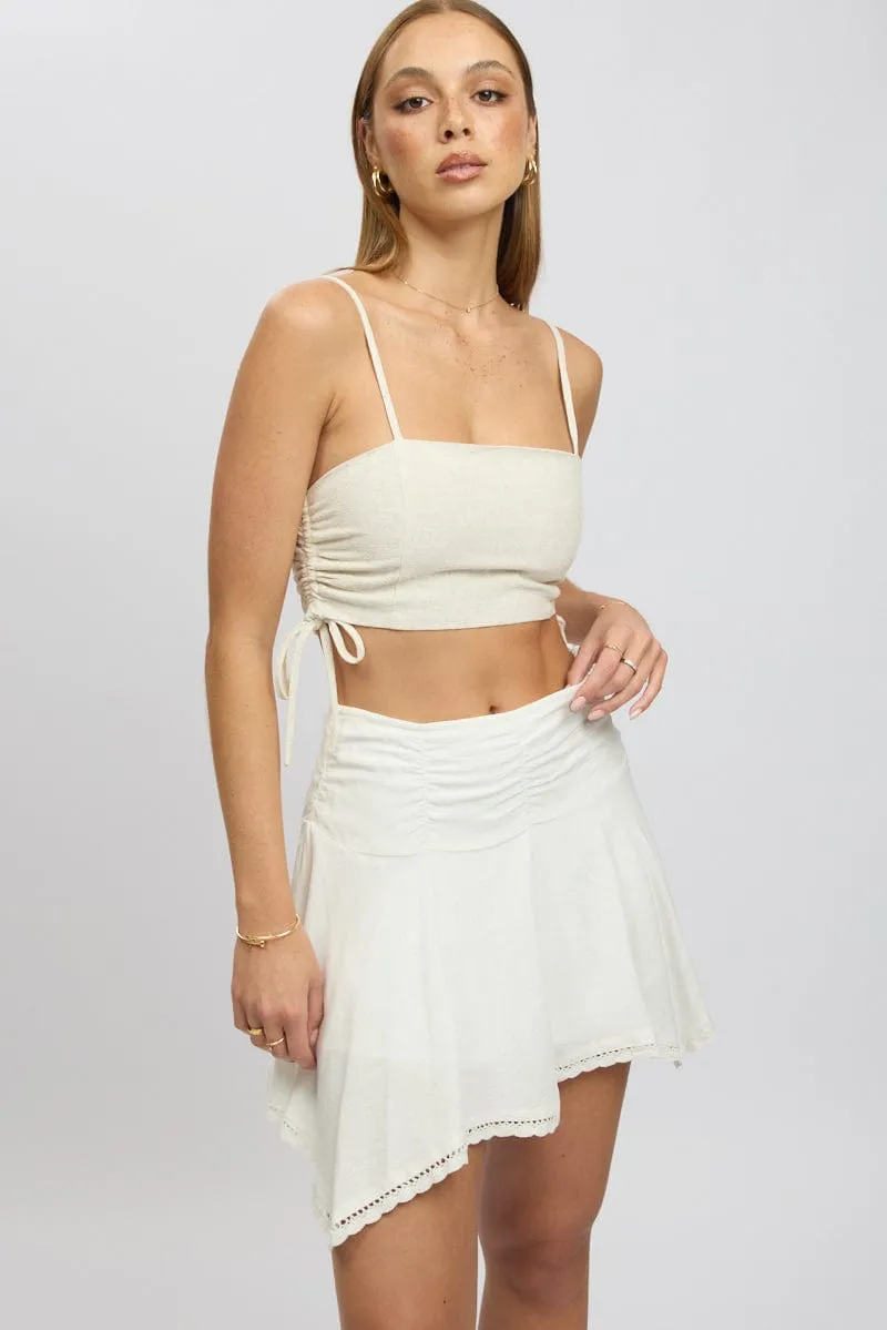 White Scarf Hem Skirt High Rise Mini Lined sold by Ally Fashion