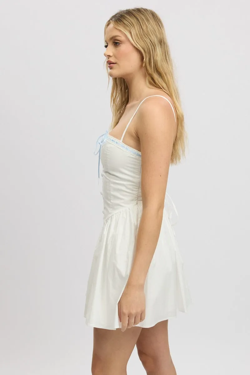 White Fit And Flare Dress Ribbon Tape Mini sold by Ally Fashion product image thumbnail 4