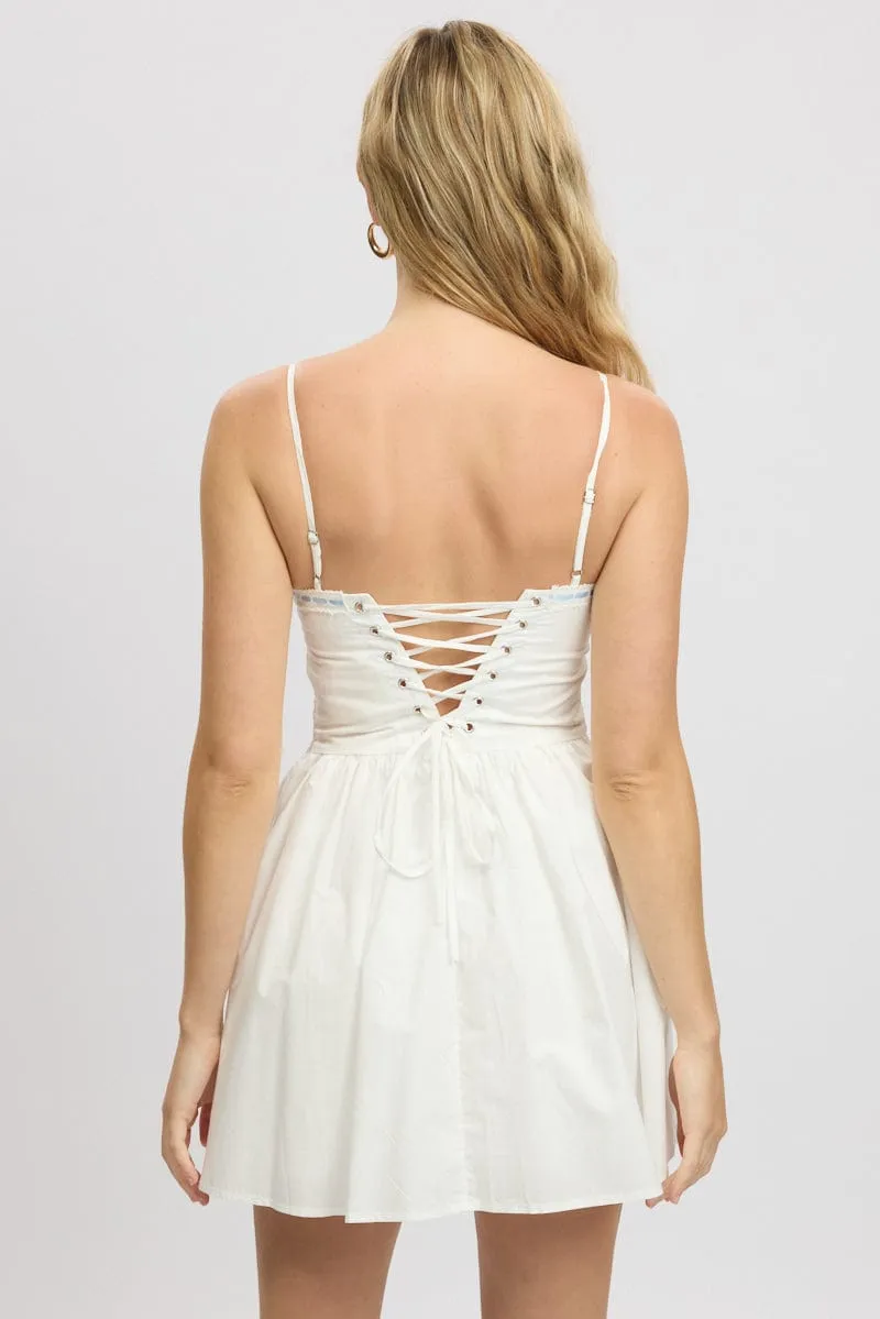 White Fit And Flare Dress Ribbon Tape Mini sold by Ally Fashion product image thumbnail 5