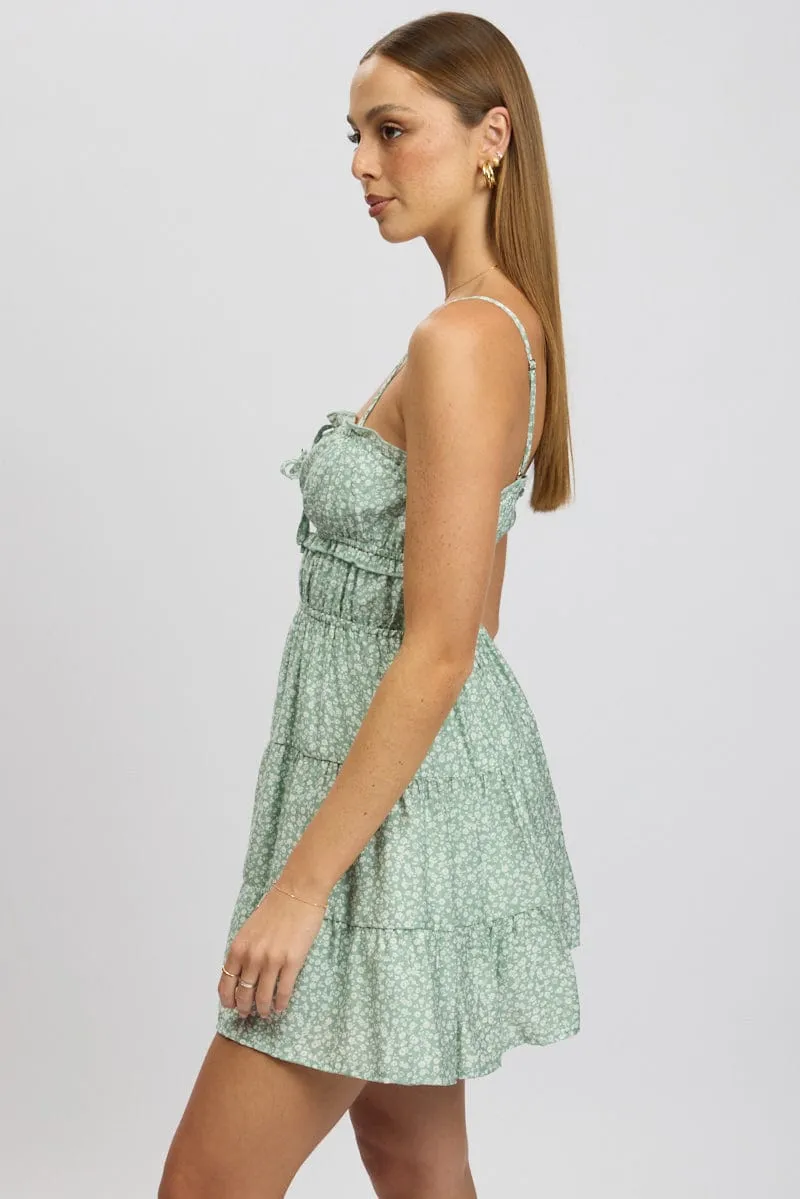 Green Ditsy Fit And Flare Dress Cut Out sold by Ally Fashion product image thumbnail 4