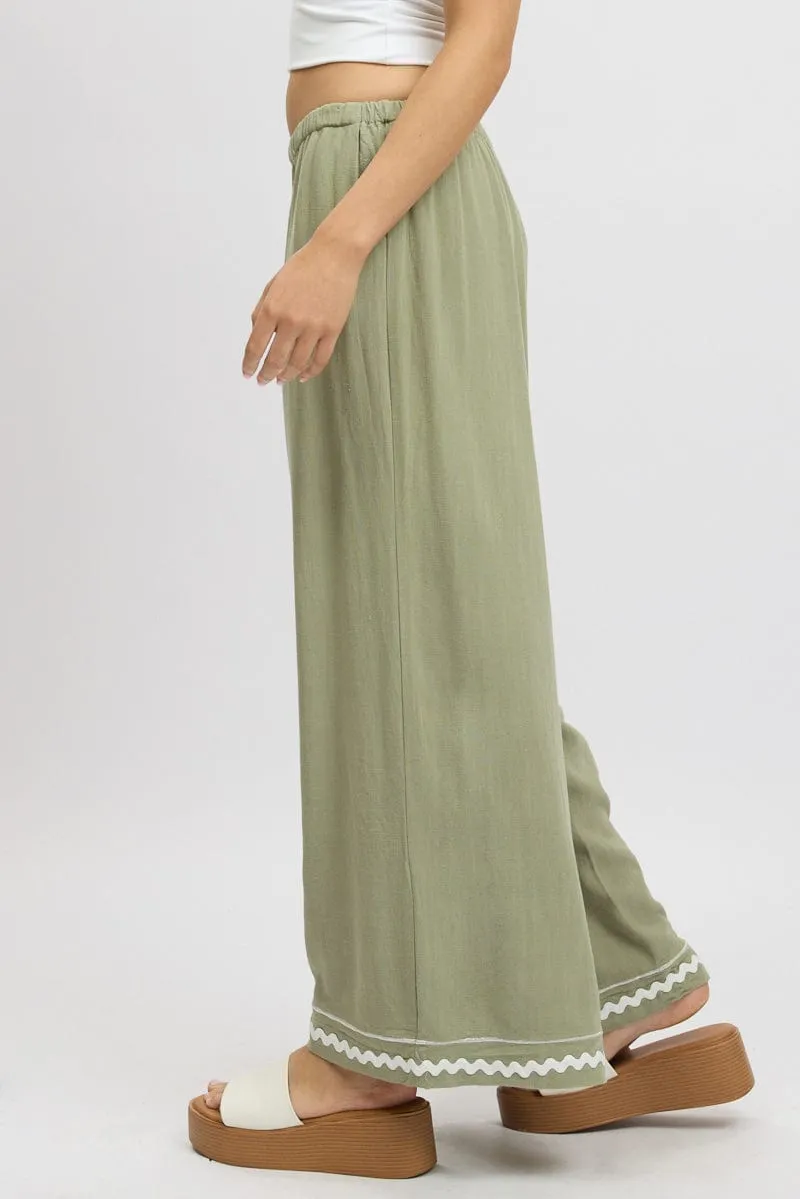 Green Wide Leg Pants High Rise sold by Ally Fashion product image thumbnail 4