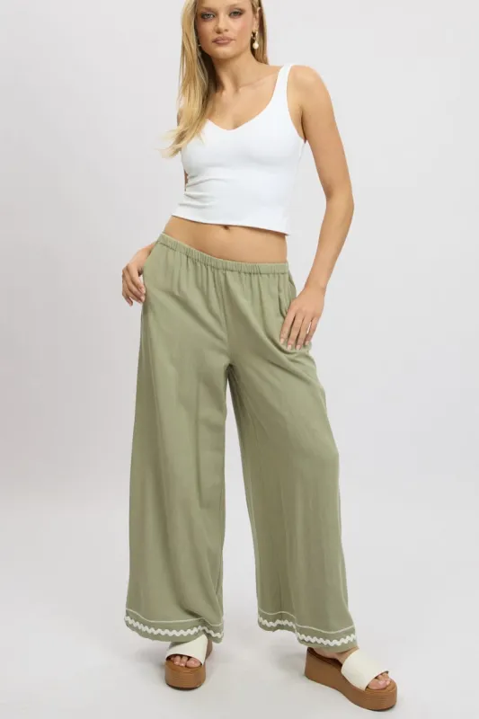 Green Wide Leg Pants High Rise sold by Ally Fashion