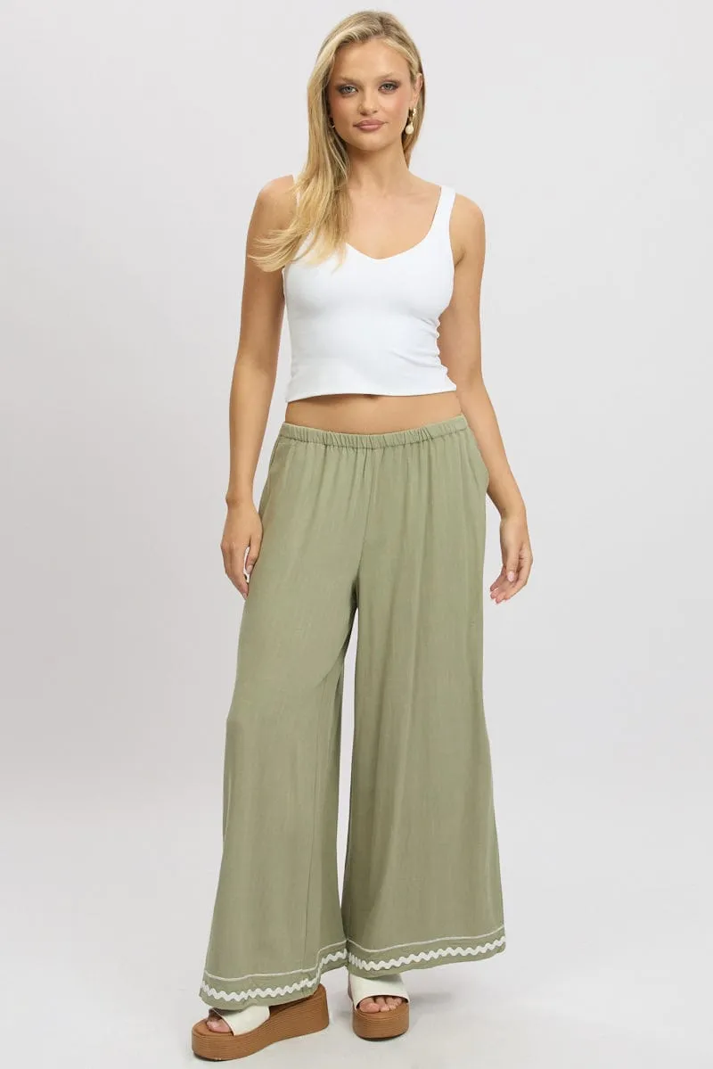 Green Wide Leg Pants High Rise sold by Ally Fashion product image thumbnail 2