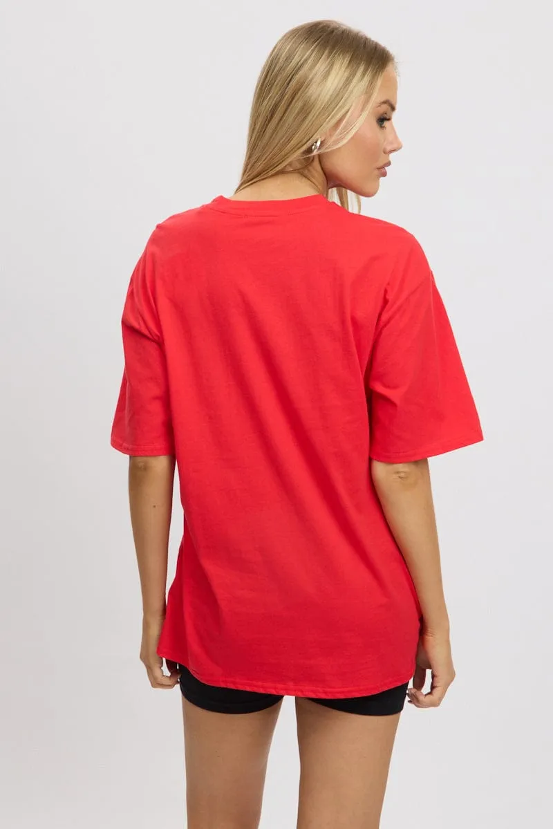 Red Graphic Tee Short Sleeve sold by Ally Fashion product image thumbnail 5