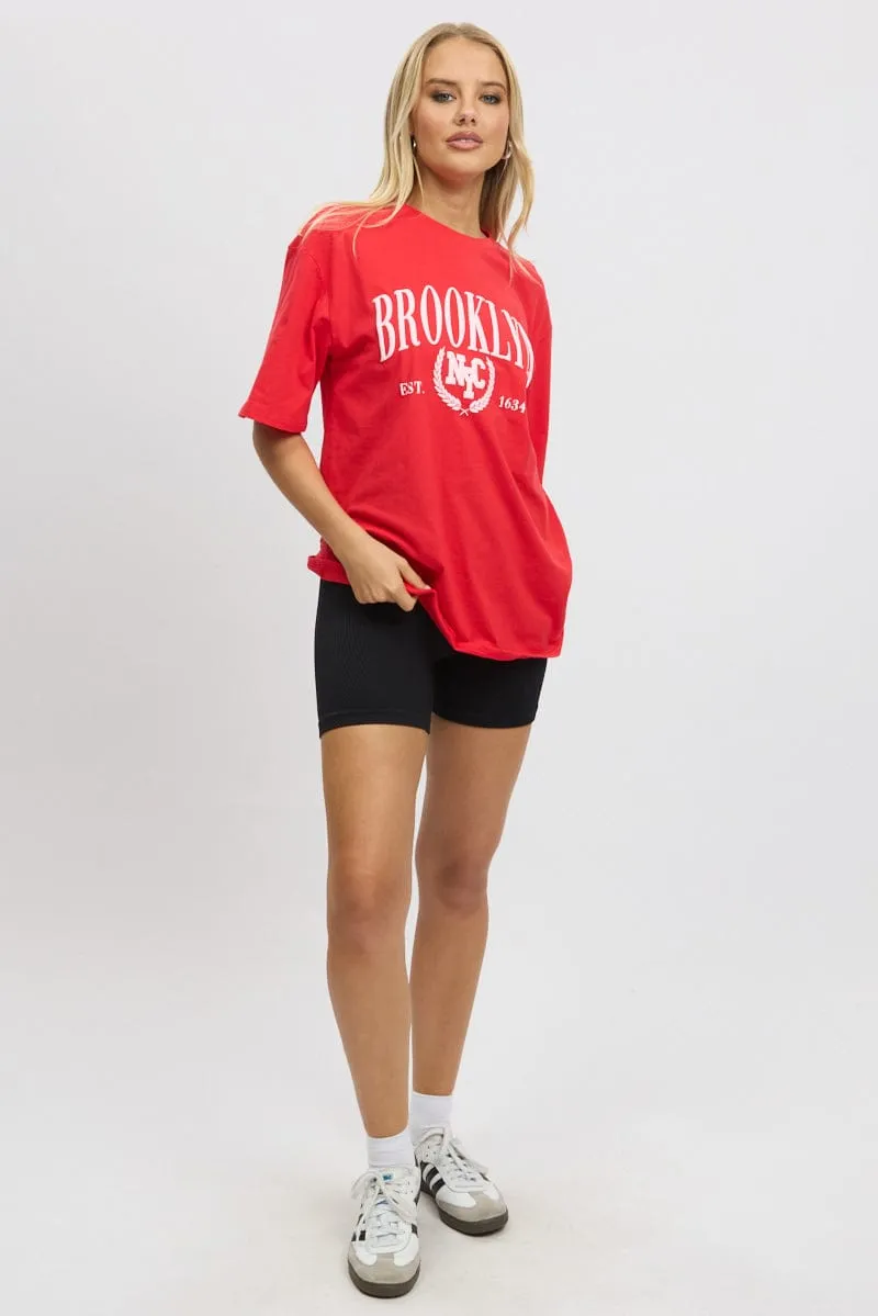 Red Graphic Tee Short Sleeve sold by Ally Fashion product image thumbnail 2