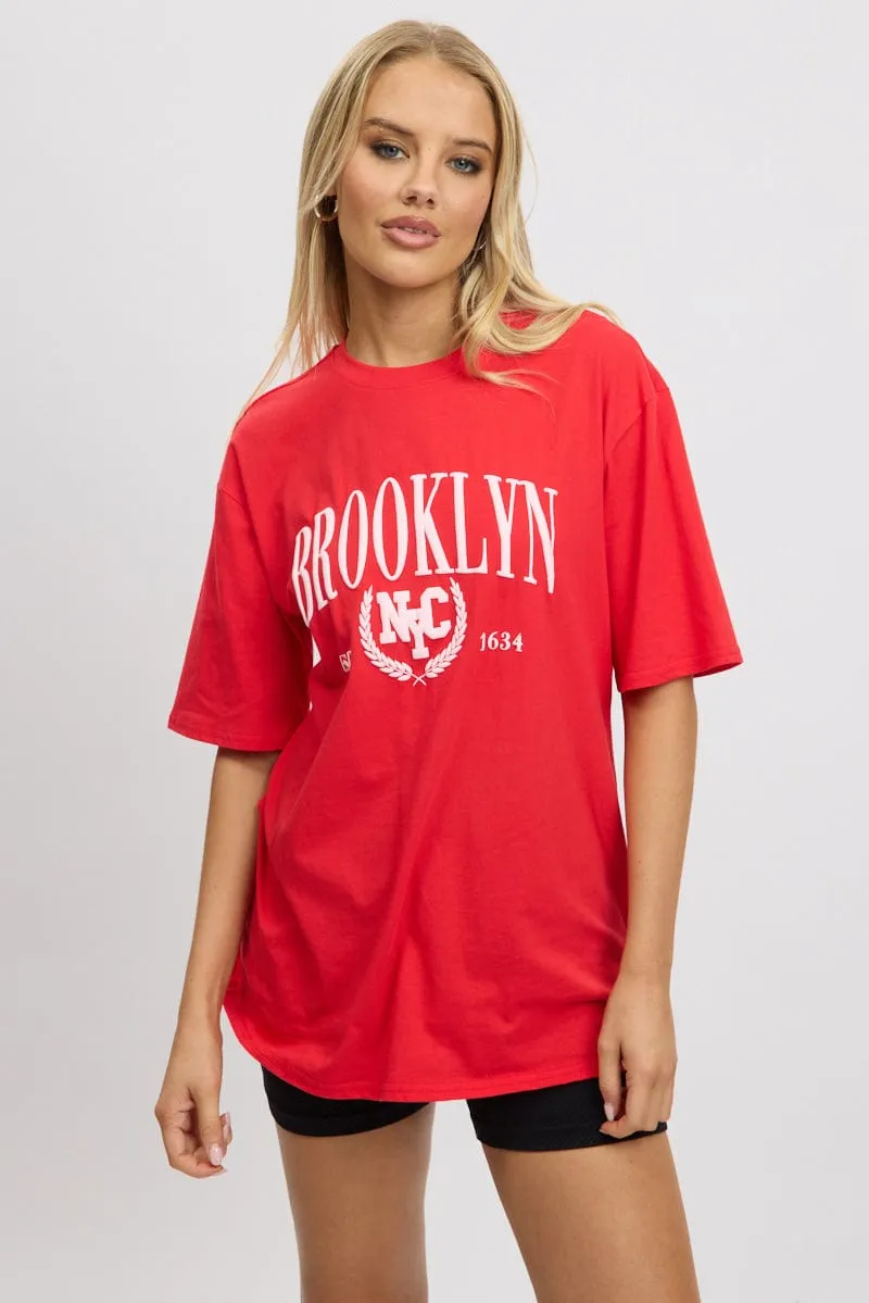 Red Graphic Tee Short Sleeve sold by Ally Fashion product image thumbnail 3