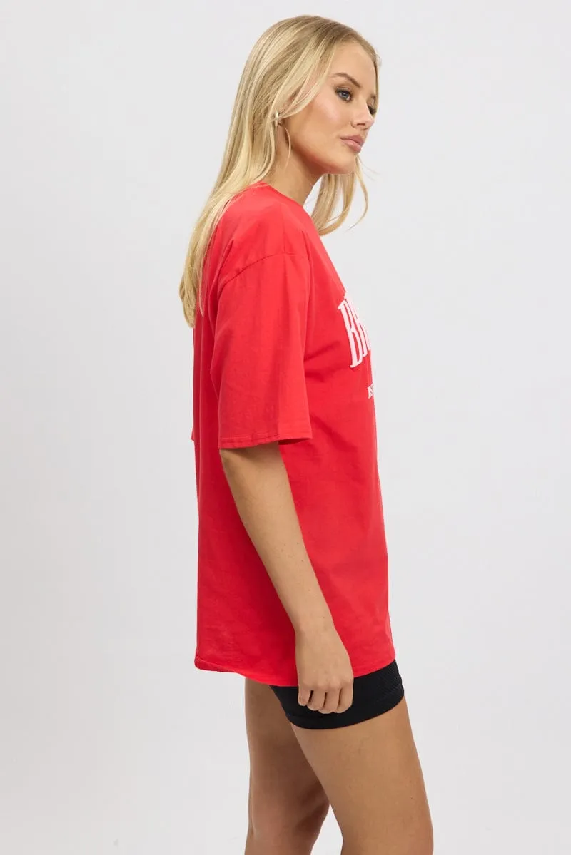 Red Graphic Tee Short Sleeve sold by Ally Fashion product image thumbnail 4