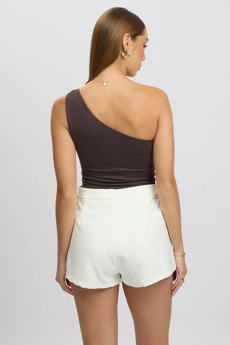 Brown Bodysuit One Shoulder Supersoft sold by Ally Fashion product image thumbnail 5