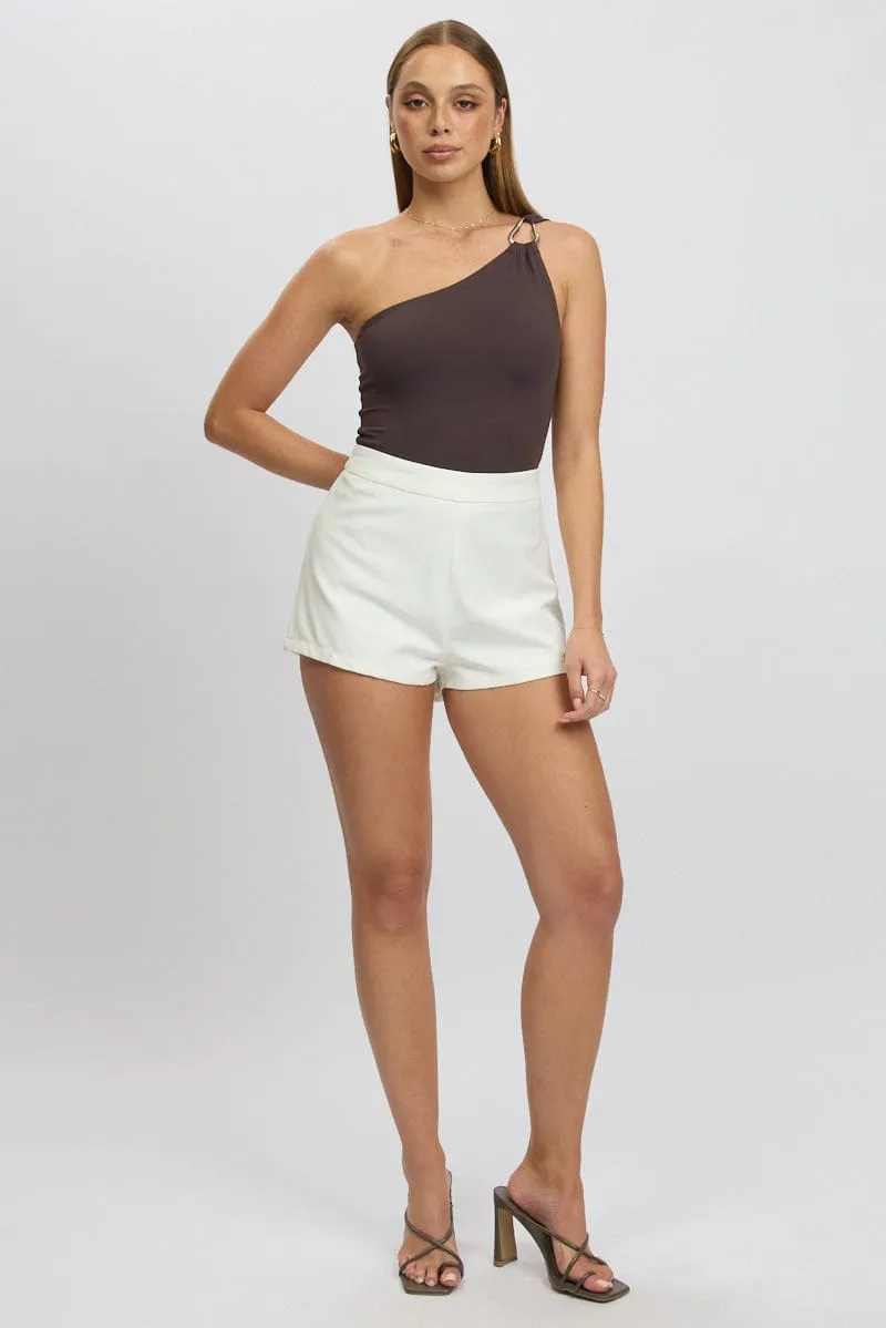 Brown Bodysuit One Shoulder Supersoft sold by Ally Fashion product image thumbnail 2