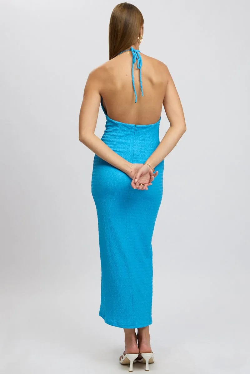 Blue Bodycon Dress Halter Neck Texured sold by Ally Fashion product image thumbnail 5