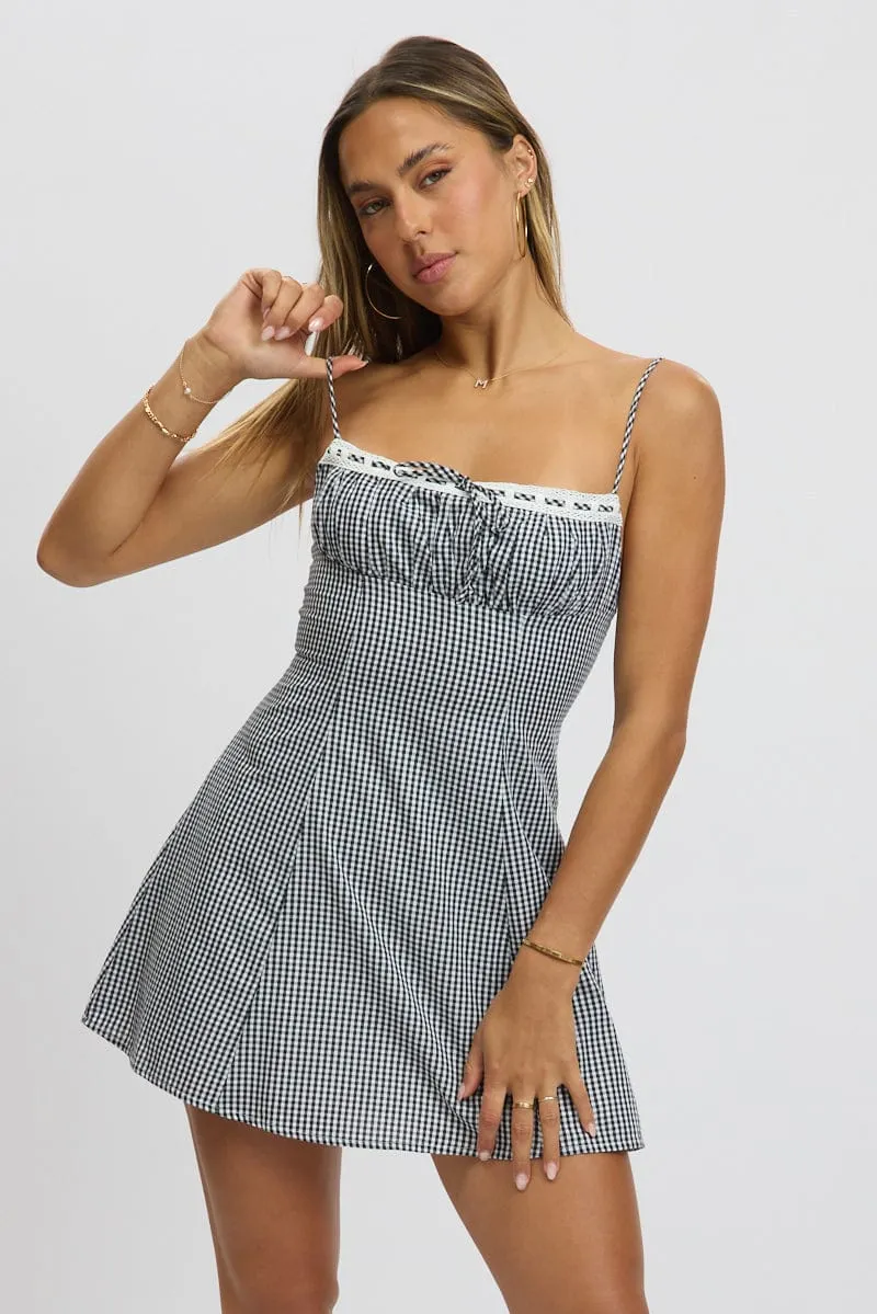 Black Check Mini Dress Strappy sold by Ally Fashion product image thumbnail 3