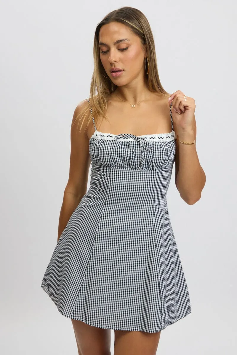 Black Check Mini Dress Strappy sold by Ally Fashion