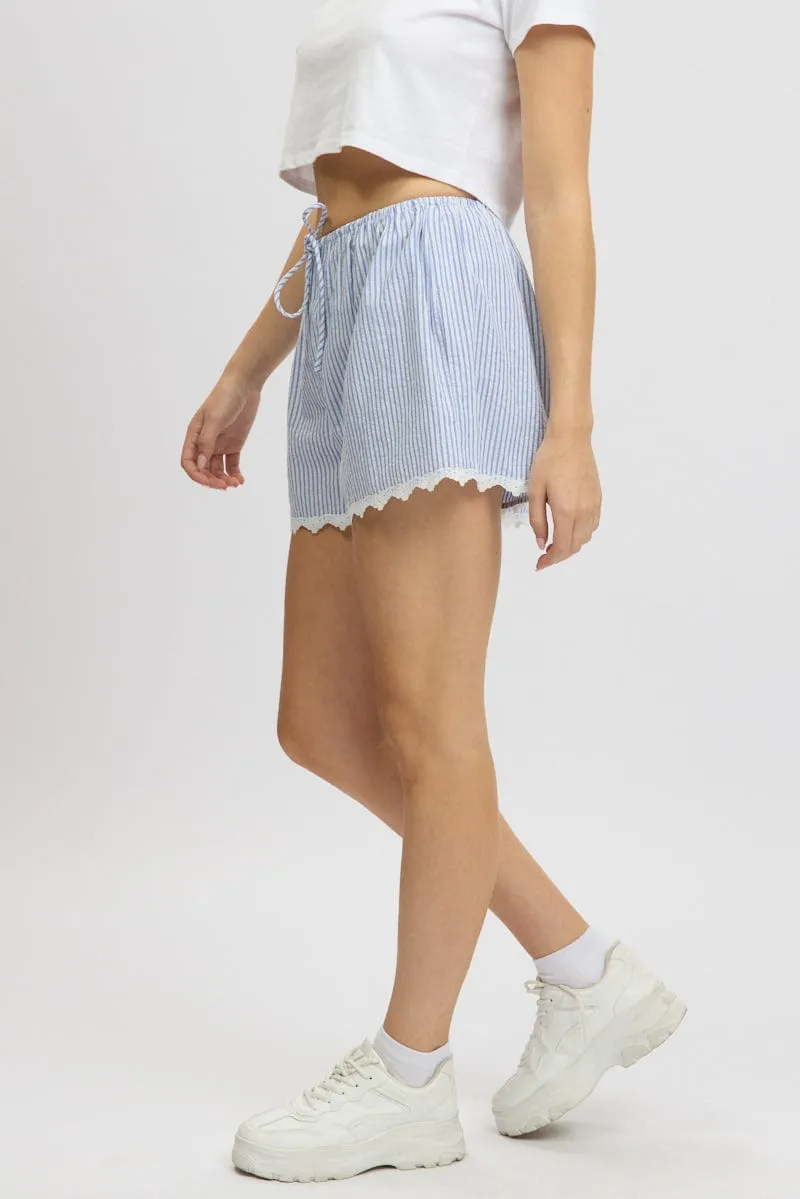 Blue Stripe Shorts Drawstring Waist sold by Ally Fashion product image thumbnail 5
