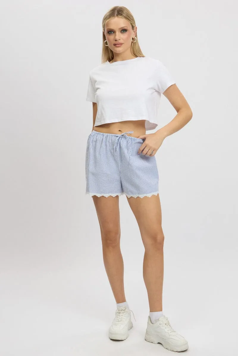 Blue Stripe Shorts Drawstring Waist sold by Ally Fashion product image thumbnail 2