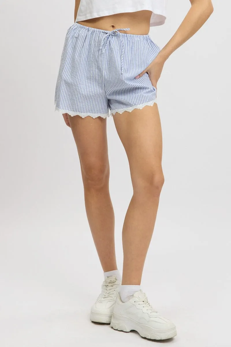 Blue Stripe Shorts Drawstring Waist sold by Ally Fashion product image thumbnail 3