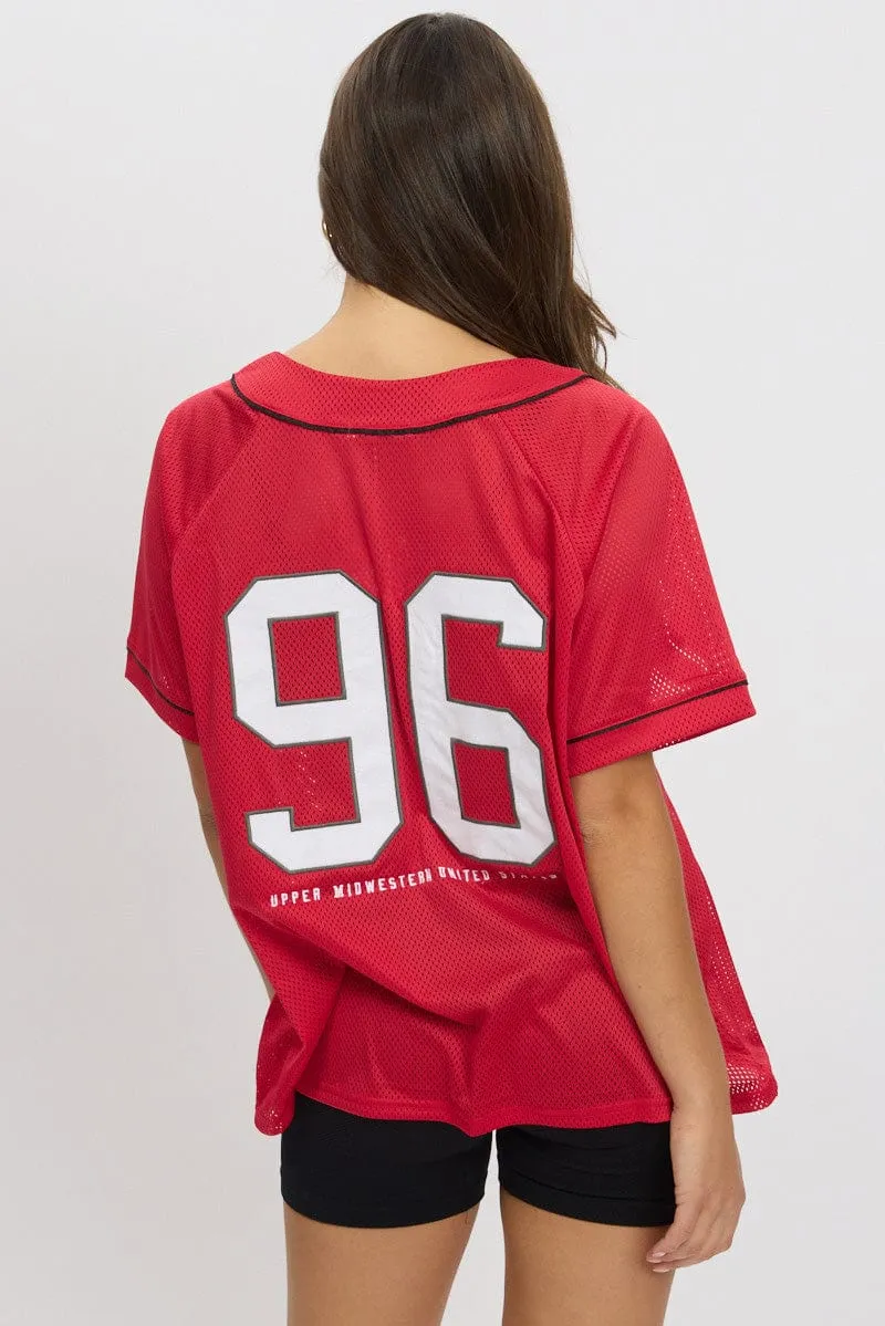 Red Graphic Top Oversized Short Sleeve sold by Ally Fashion product image thumbnail 5