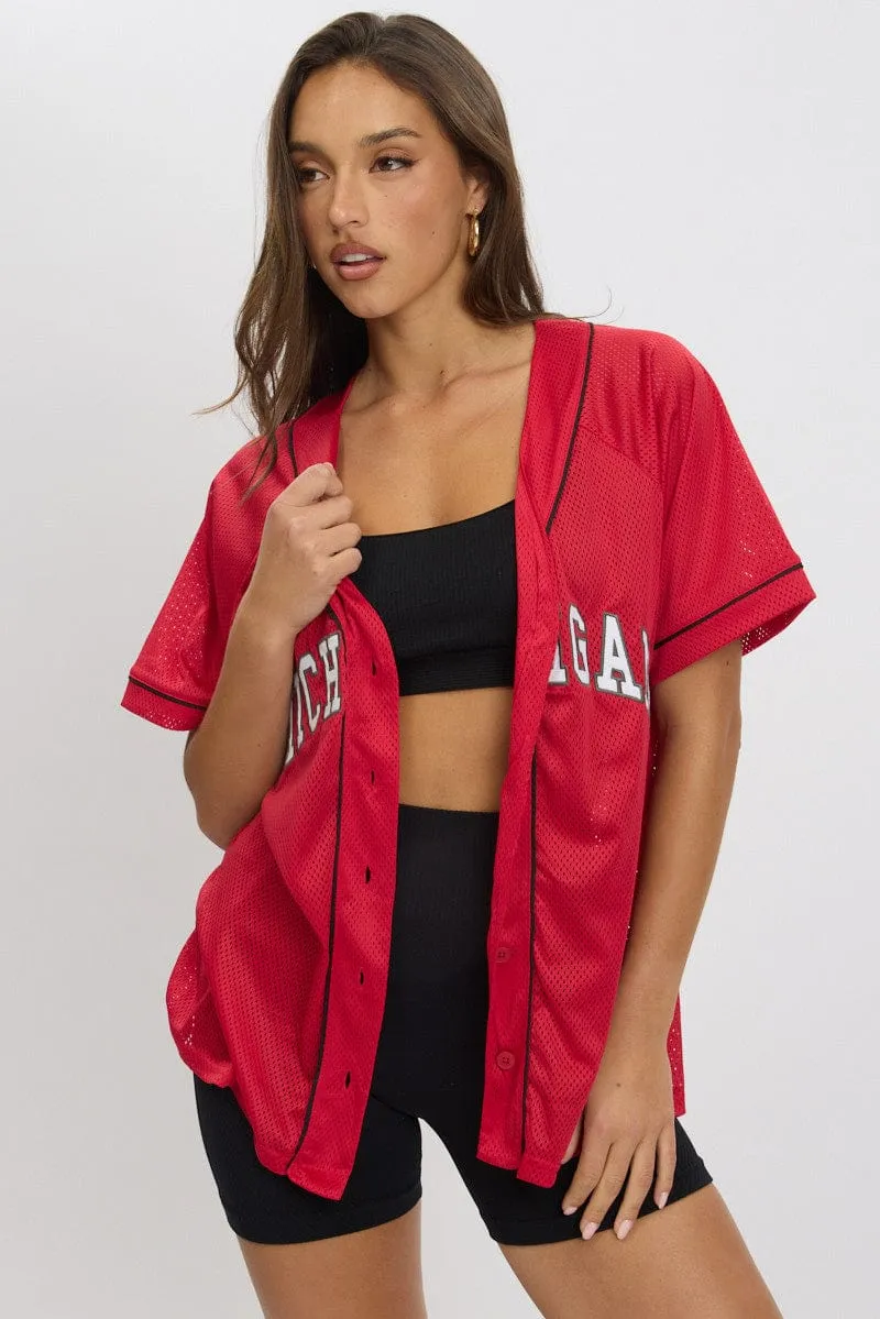 Red Graphic Top Oversized Short Sleeve sold by Ally Fashion product image thumbnail 2