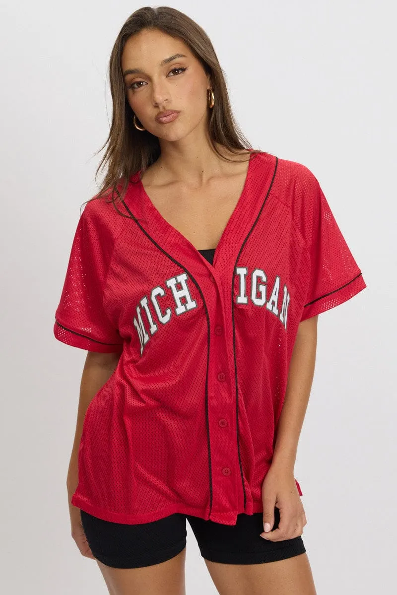 Red Graphic Top Oversized Short Sleeve sold by Ally Fashion product image thumbnail 3