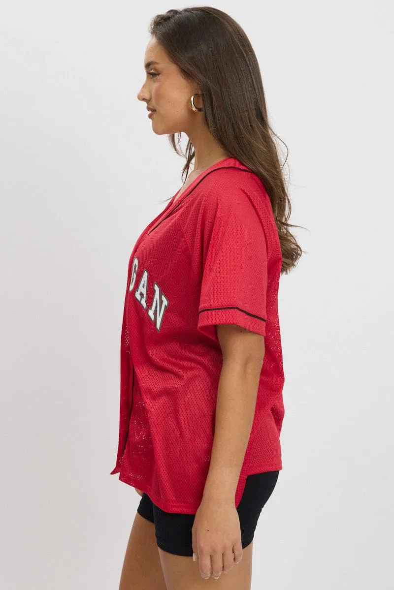 Red Graphic Top Oversized Short Sleeve sold by Ally Fashion product image thumbnail 4