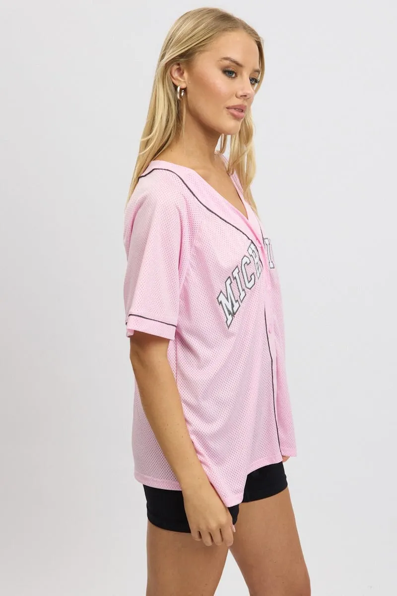 Pink Graphic Top Oversized Short Sleeve sold by Ally Fashion product image thumbnail 4