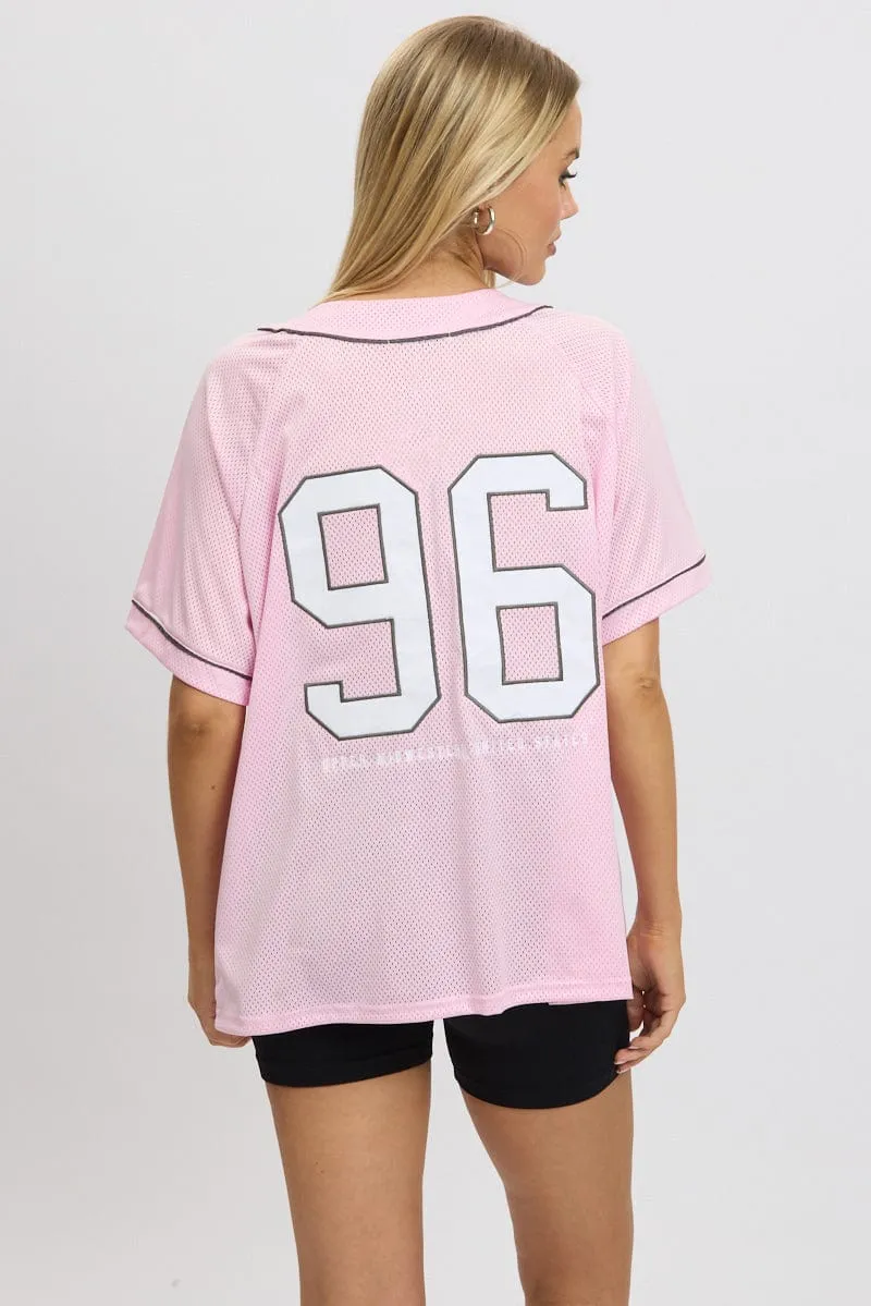 Pink Graphic Top Oversized Short Sleeve sold by Ally Fashion product image thumbnail 5