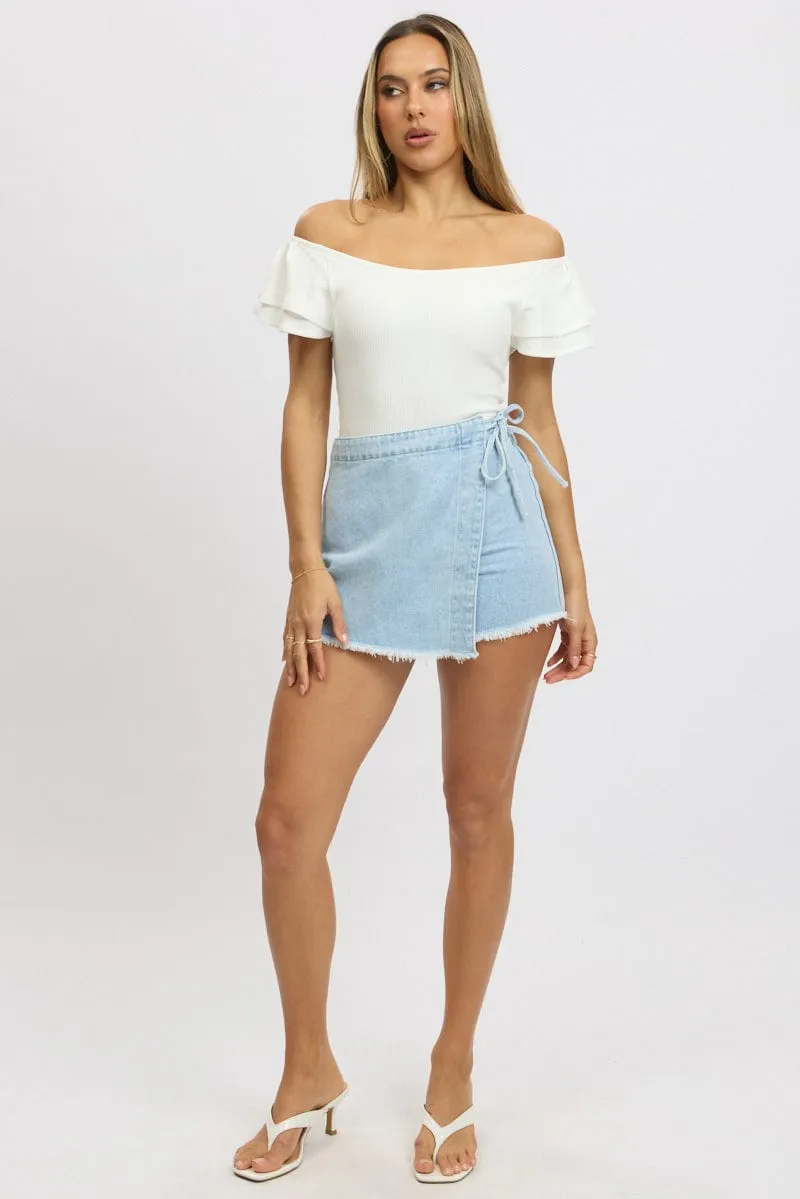 White Bodysuit Ruffle Sleeve Textured sold by Ally Fashion product image thumbnail 2