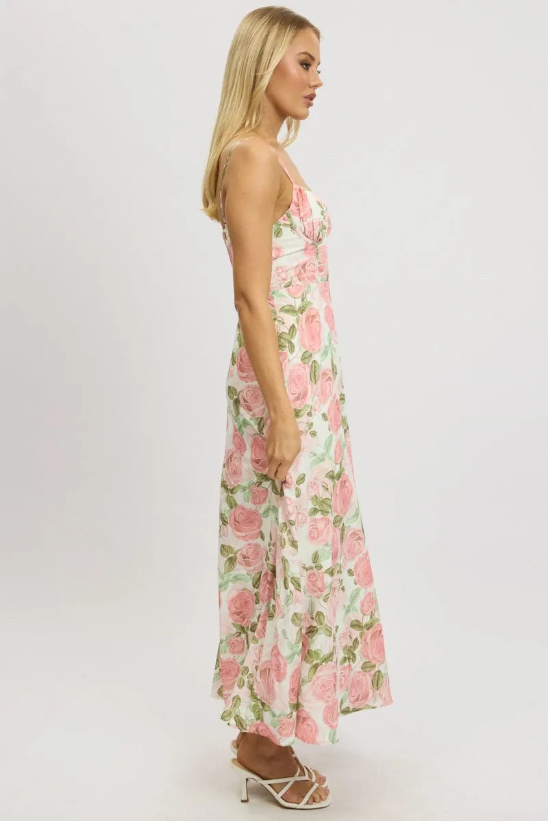 Pink Floral Maxi Dress Strappy sold by Ally Fashion product image thumbnail 4