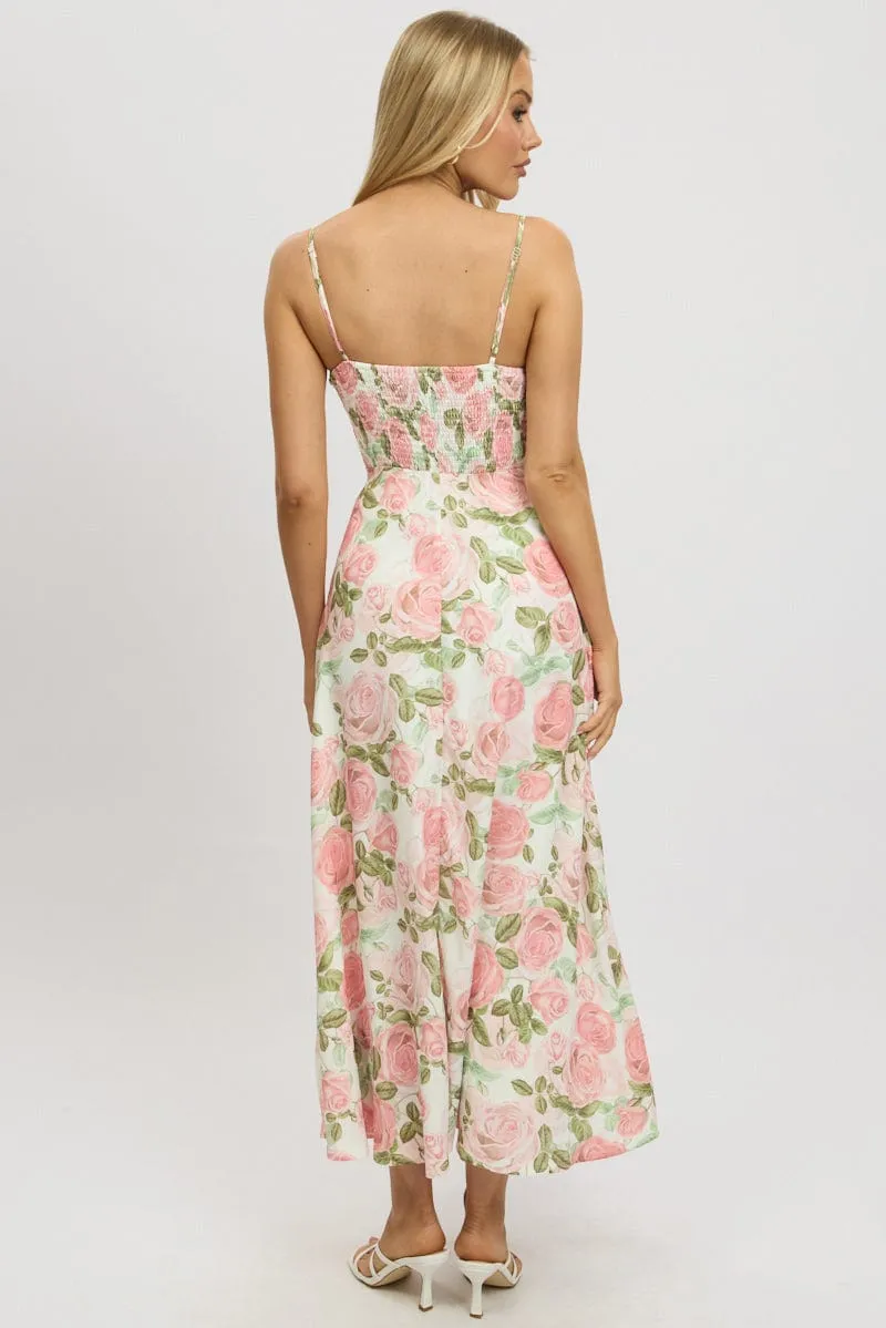 Pink Floral Maxi Dress Strappy sold by Ally Fashion product image thumbnail 5