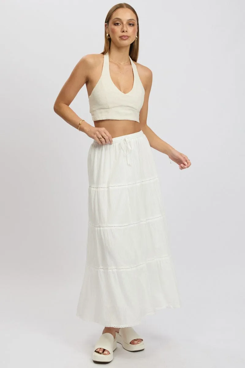 Beige Halter Crop Top Sleeveless Linen Blend sold by Ally Fashion product image thumbnail 2