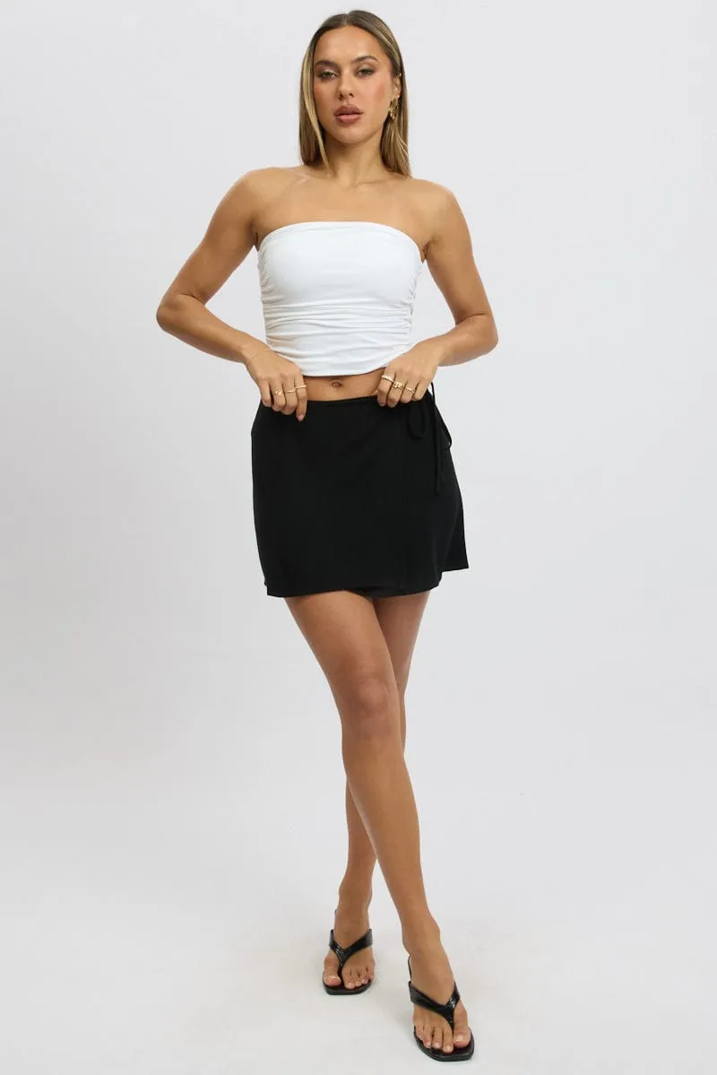 Black Wrap Skirt High Rise Mini Linen Blend sold by Ally Fashion product image thumbnail 2