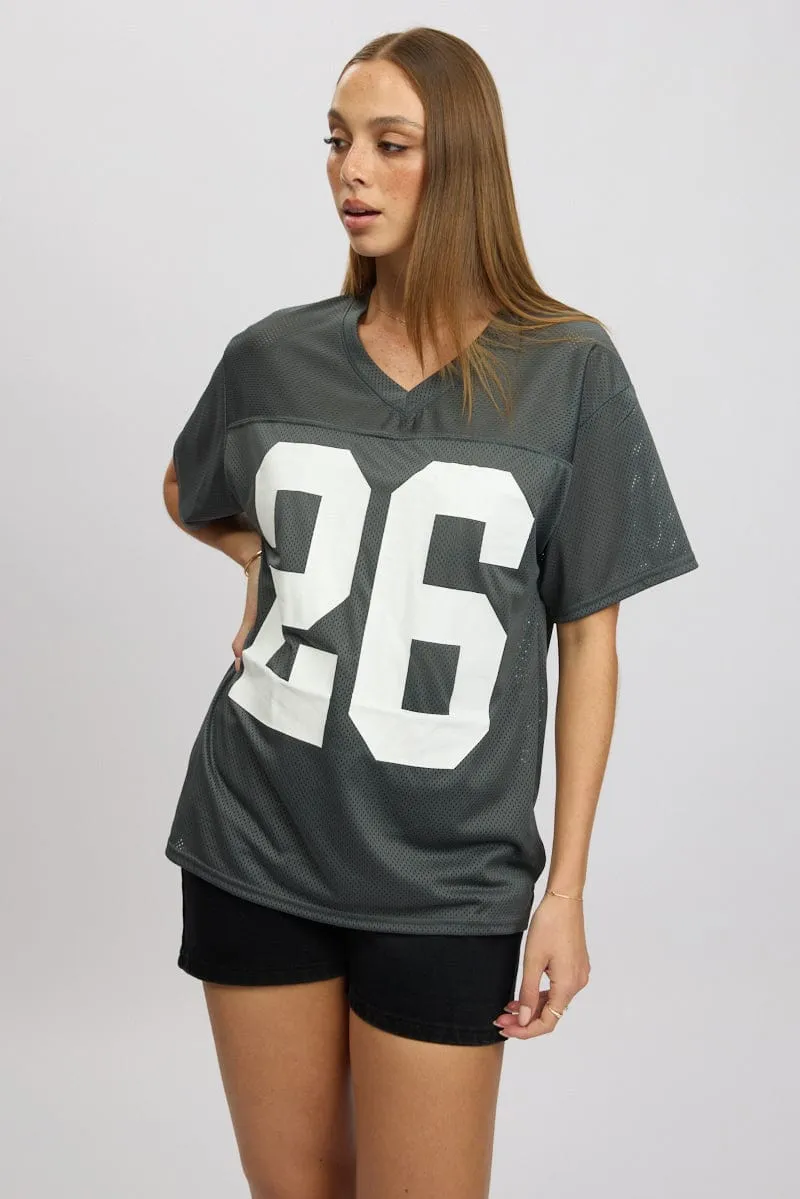 Grey Sport Tee Short Sleeve sold by Ally Fashion product image thumbnail 3