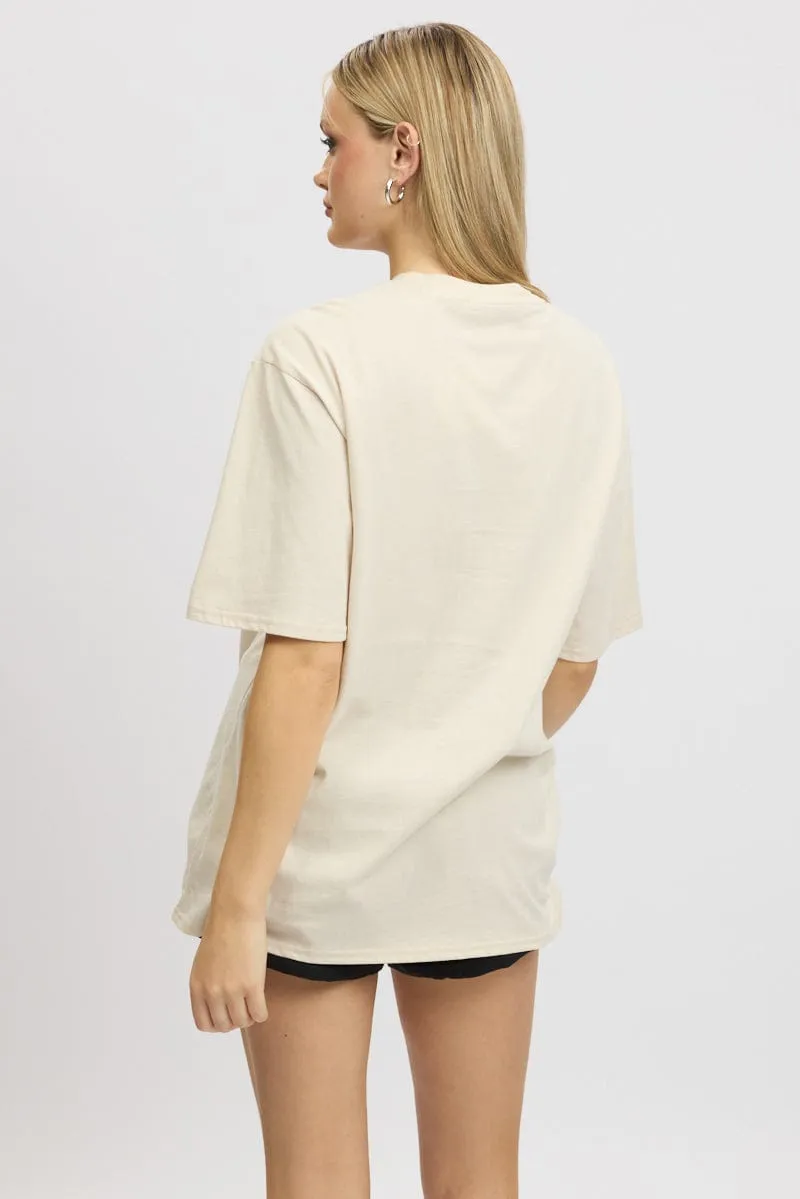 Beige Graphic Tee Short Sleeve sold by Ally Fashion product image thumbnail 5